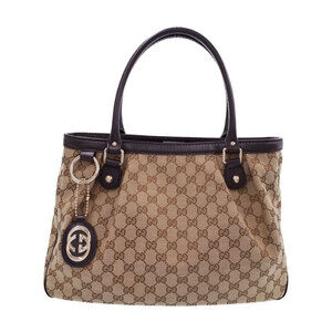 Gucci Sukey Tote bag GG monogram canvas leather trim Brown